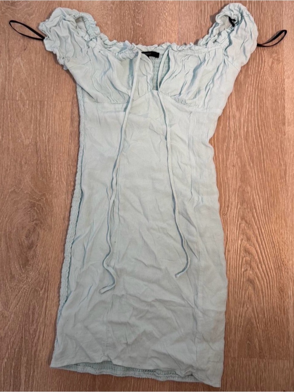Light Blue Off-Shoulder Tie-Front Women’s Dress